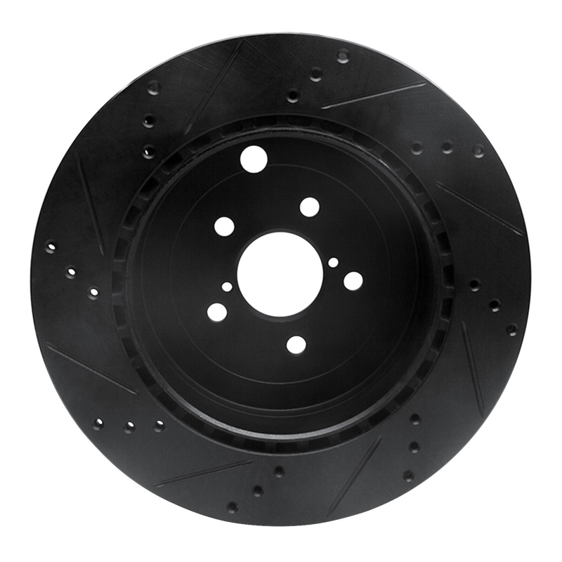 Subaru BRZ Brake Rotor (1) - Rear Right - R1 Concepts - Drilled & Slotted - Black - `17-`25